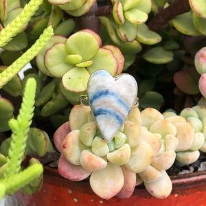 Blue Scheelite Sterling Silver Ring Sz 7